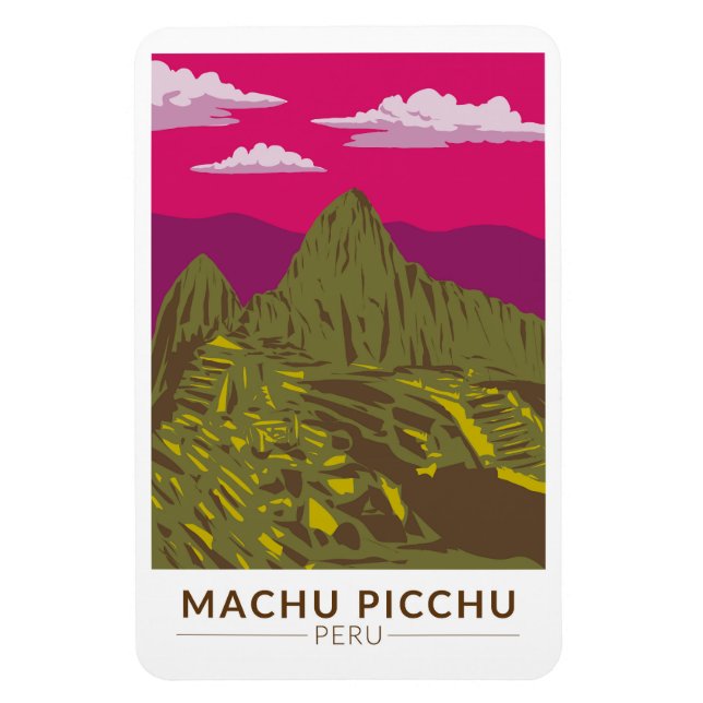 Ímã Machu Picchu Peru - Viagem Art Retro (Vertical)