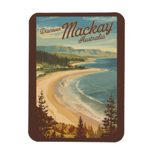 Ímã Mackay Australia Illustration Viagem Art Vintage