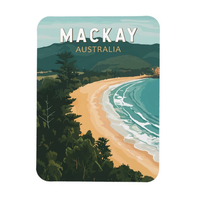 Ímã Mackay Austrália - Viagem Art Vintage (Vertical)