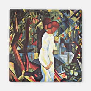 Imã Macke de agosto: Casal no bosque, trabalho de arte