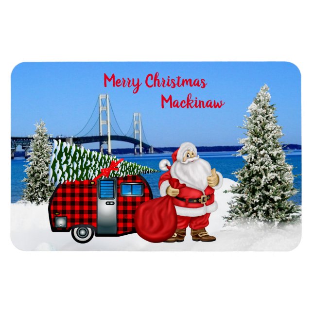 Ímã Mackinaw City Refrigeradora de Natal (Horizontal)
