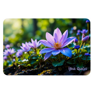 Ímã Macro Flores Silvestres Roxas na Floresta com Orva