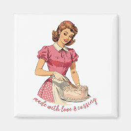 Imã Made With Love and Cussing Housewife Illustration 