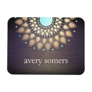 Ímã Madeira de Lotus Mandala, Ornamentado Dourado Eleg