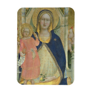 Ímã Madonna e a criança enthroned com santos, detalha