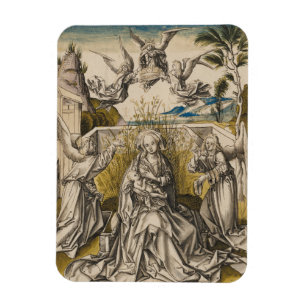 Ímã Madonna e anjos em uma paisagem   c.1500