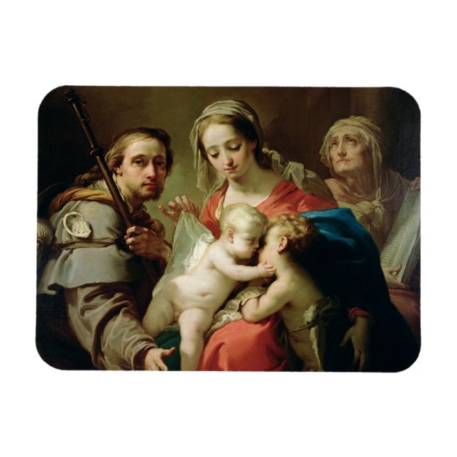 Ímã Madonna e Child com Santos John, Anna e Rocco (Horizontal)