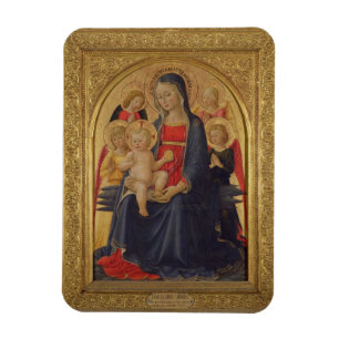 Ímã Madonna e criança com anjos, c.1467 (óleo na pla