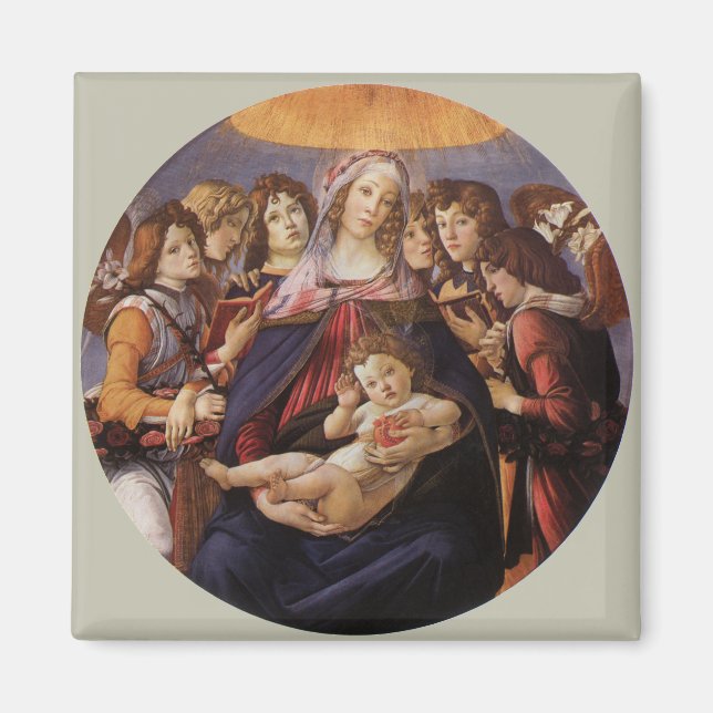 Imã Madonna e Criança com Anjos por Sandro Botticelli (Frente)