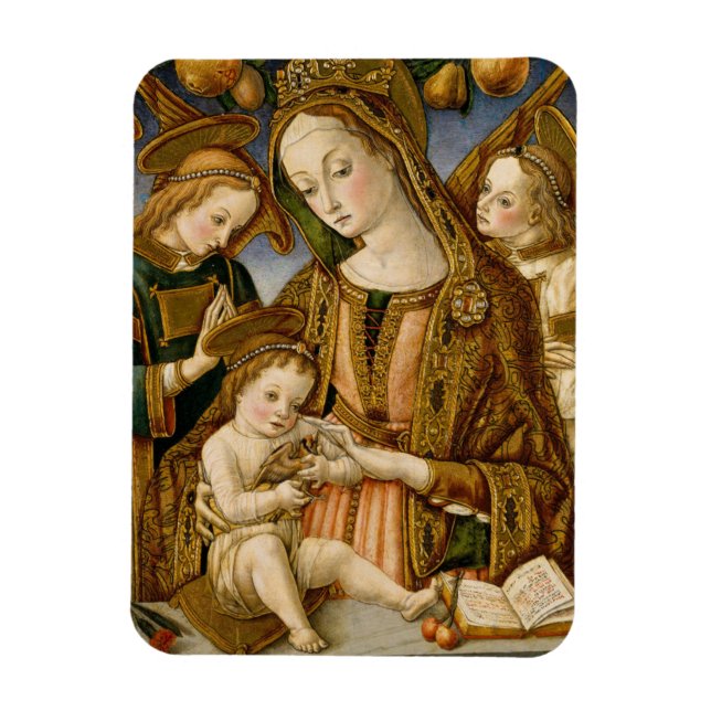 Ímã Madonna e Criança com Dois Anjos (Vertical)