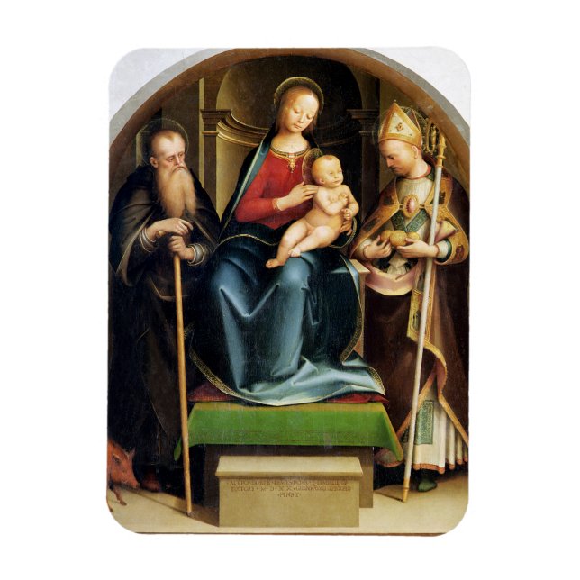 Ímã Madonna e Criança com Ruas. Anthony Abbot e Ruas. (Vertical)