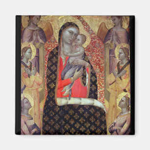 Imã Madonna e criança enthroned com seis anjos (paine