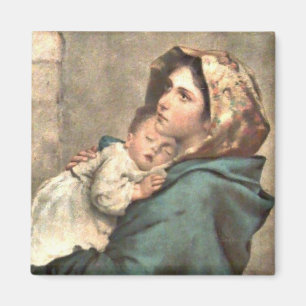 Imã Madonna em Scarf Holds Baby Jesus