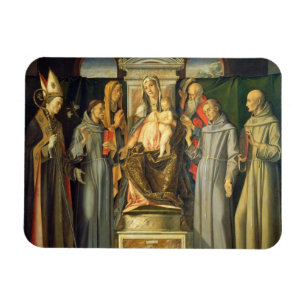 Ímã Madonna Enthroned, 1480 (o óleo no painel)