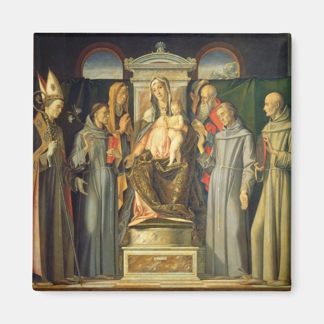 Imã Madonna Enthroned, 1480 (óleo no painel) (Frente)