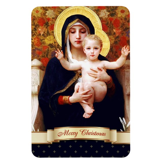 Ímã Madonna por W. Bouguereau. Presente de Natal de Be (Vertical)