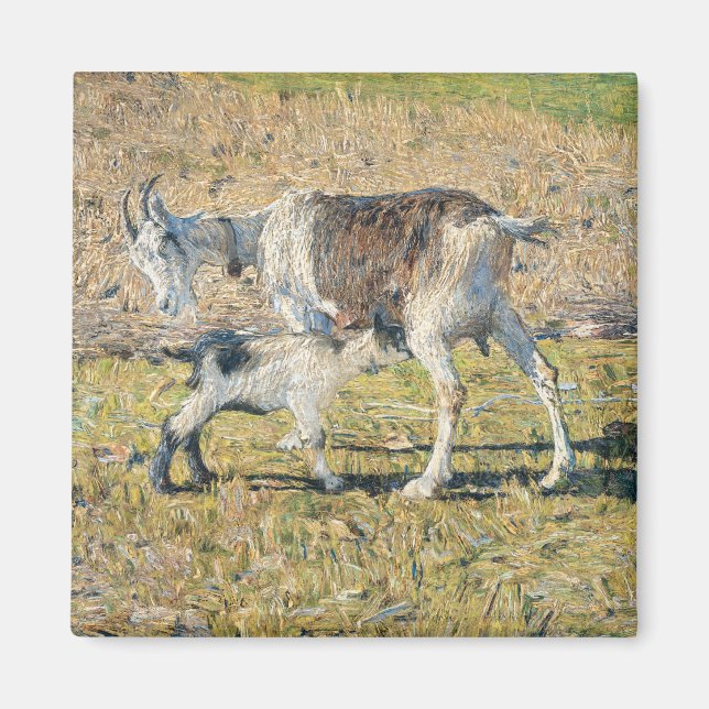 Imã Madre Goat com seu Jovem Criança (por Segantini) (Frente)