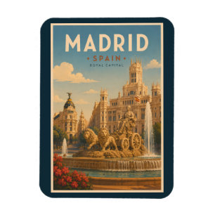 Ímã Madrid Espanha Fonte Cibeles Ilustração Viagem