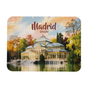 Ímã Madrid Espanha Palacio de Cristal Aquarela Viagem