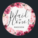 Imã Madrinha de casamento Chic Burgundy e Floral Rosa<br><div class="desc">Chic Burgundy Verde & Blush Pink Watercolor Wreath Floral Wreath Casado Monograma Verão ou Flores Spring com Aquarela verde,  Fontes Modernas e Script e elegante design floral. Tendy e Madrinha de casamento Chic Wedding! Veja meu compro para ver a suíte de casamento inteira para este design!</div>
