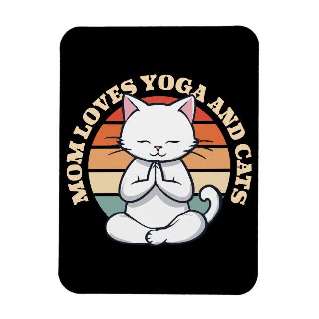 Ímã Mãe Ama Gatos e Yoga (Vertical)