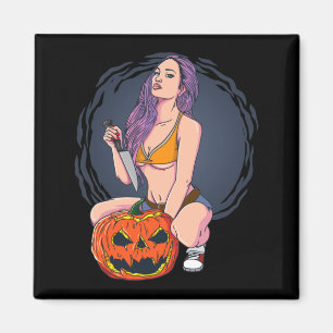 Imã Mãe Assassina de Halloween Masculina Múmia Com Fac