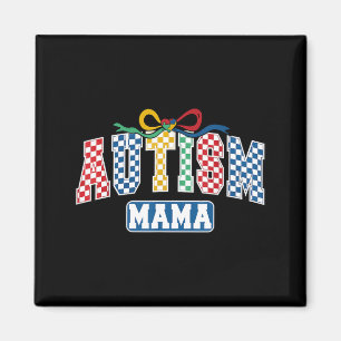 Imã Mãe Autista Coquette Laço Xadrez Estampa Autismo