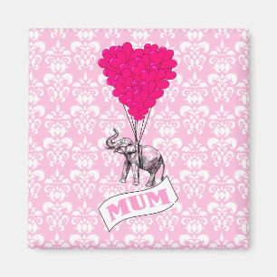 Imã Mãe com elefante cor-de-rosa