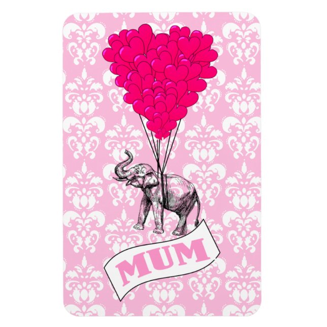 Ímã Mãe com elefante rosa (Vertical)
