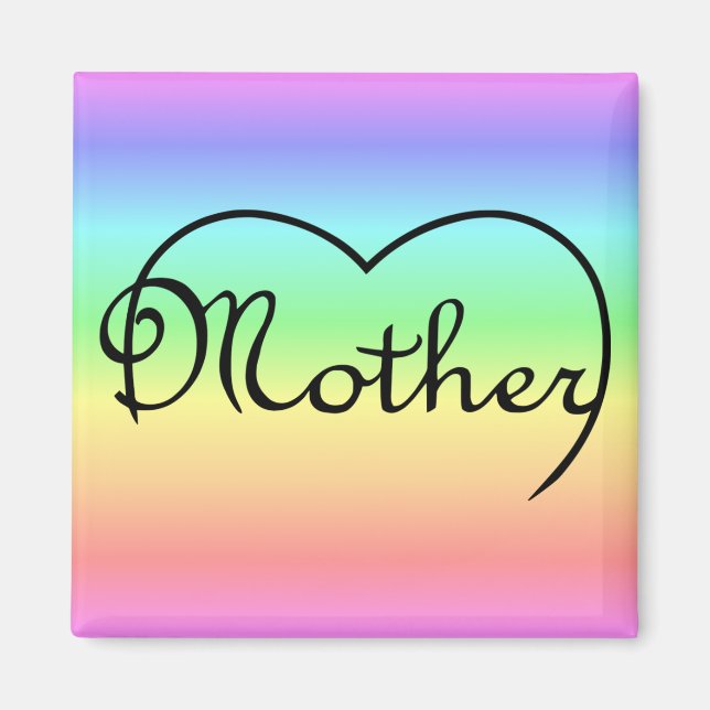 Imã mãe coração arco íris (Frente)