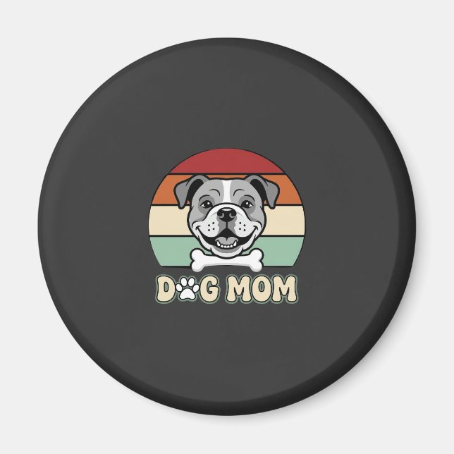 Imã Mãe de Cachorro Retro Bulldog Vetor (Frente)