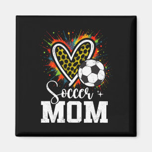 Imã Mãe de Futebol Leopardo Coração Colorido