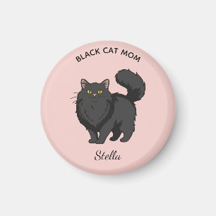 Imã Mãe de Gato Preto de Cabelo Comprido Personalizado