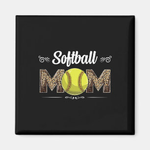 Imã Mãe de Softball Leopardo Mãe de Bola Engraçada Dia