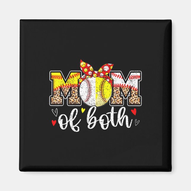 Imã Mãe Dos Dois Bun Beball Softball Leopard Mo (Frente)