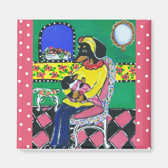 Imã Mãe e Bebê Doxie (Frente)