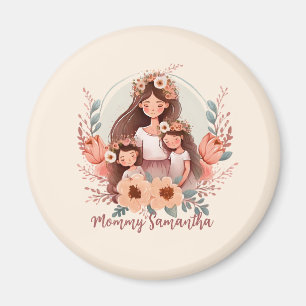 Imã Mãe e Duas Filhas em Quadro Floral