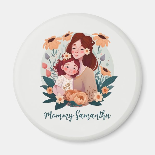 Imã Mãe e Filha Adoráveis - Quadro Floral (3) (Frente)