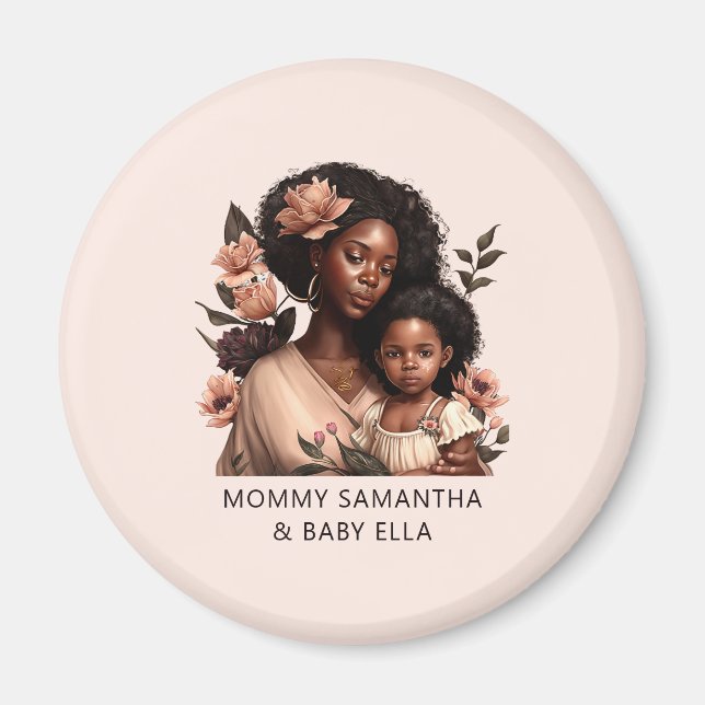 Imã Mãe e filha negras personalizadas (21) (Frente)