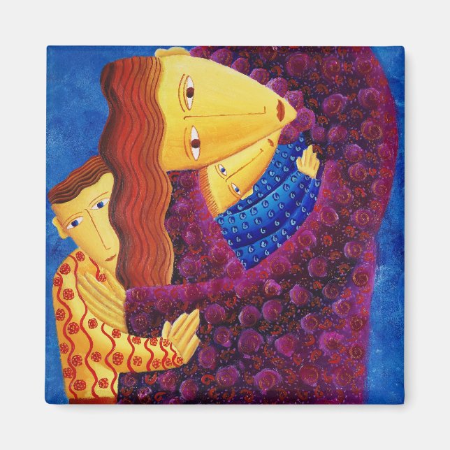 Imã Mãe e Filhos pintando Arte Moderna da Família (Frente)