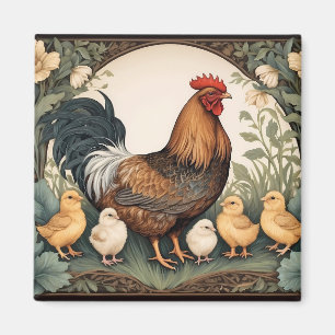 Imã Mãe Elegante Hen Com Pintinhos