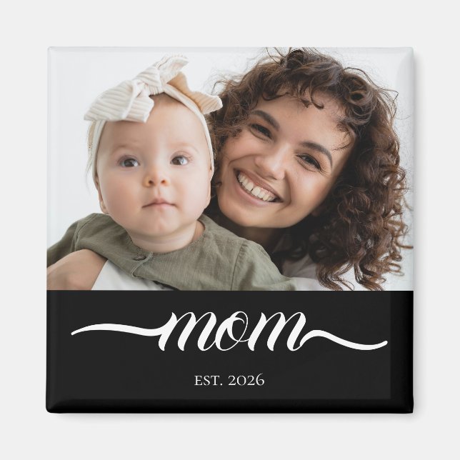 Imã Mãe Estabeleceu Moderno Branco Script Foto Elegant (Frente)