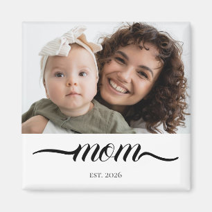 Imã Mãe Estabeleceu Moderno Script Preto Foto Elegante