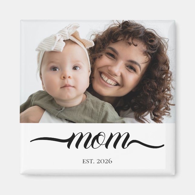 Imã Mãe Estabeleceu Moderno Script Preto Foto Elegante (Frente)