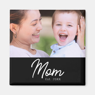 Imã Mãe Estabelecida Foto Script Preto Minimalista Ele
