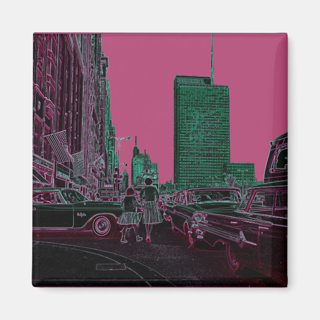 Imã Mãe Filha Comprando Michigan Ave Chicago 1961 (Frente)