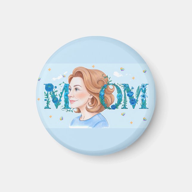Imã Mãe Floral Azul (Frente)
