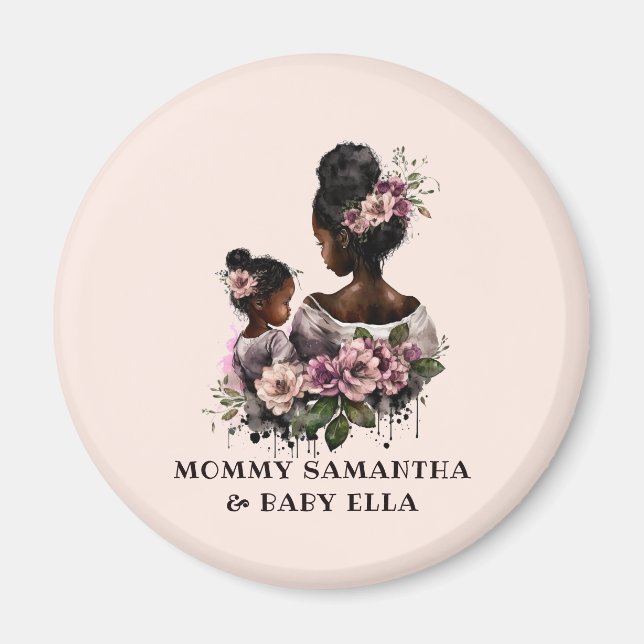 Imã Mãe Floral Personalizada e Bebê (2) (Frente)
