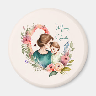 Imã Mãe Floral Personalizada e Filho Filha