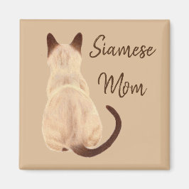 Imã Mãe Gata Siamesa Sasha Vista Posterior Olhando Par